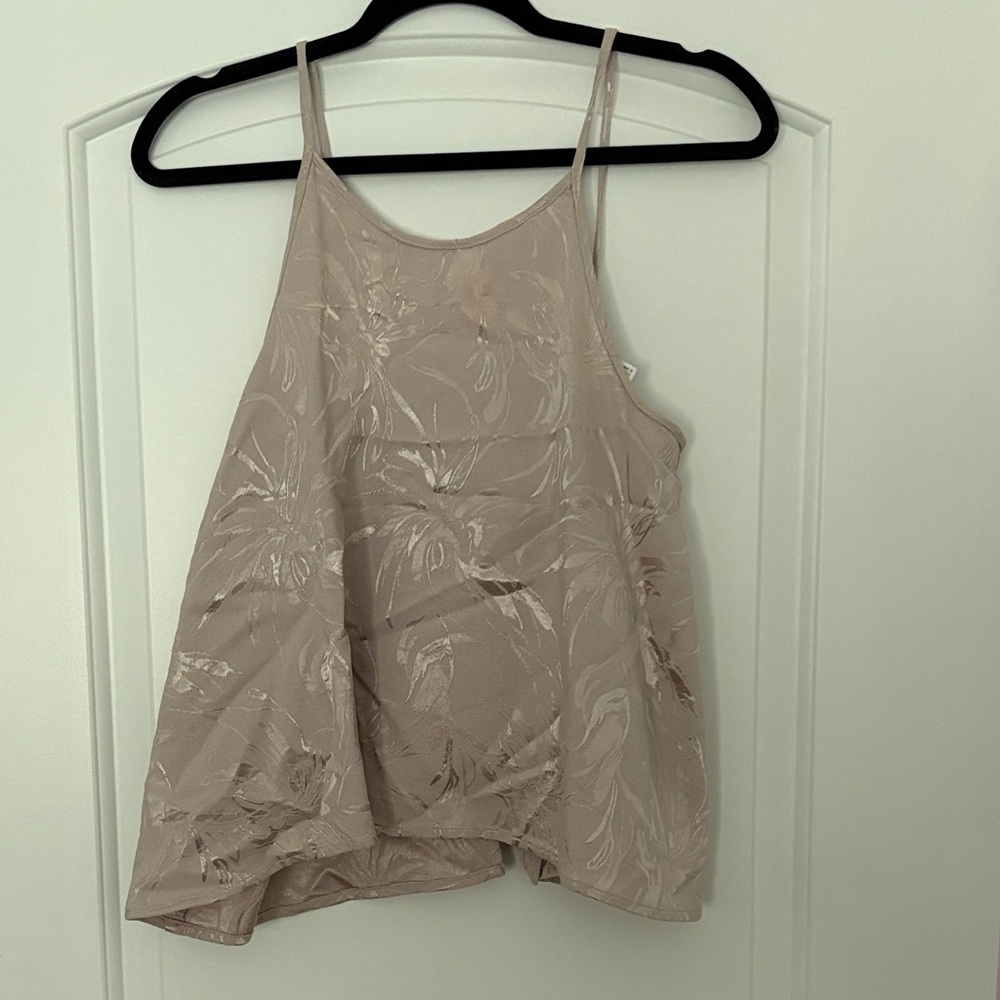 Leith Blush Pink Satin Floral Camisole Tank + pant set